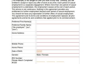 Casual Contract Of Employment Template Sample Casual Employment Agreement 8 Documents In Pdf Word