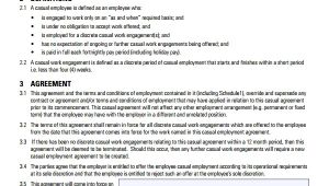 Casual Contract Of Employment Template Sample Casual Employment Agreement 8 Documents In Pdf Word