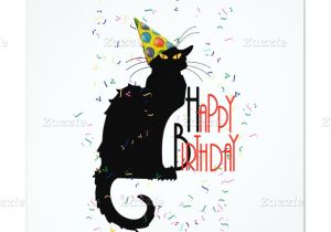Cat Singing Happy Birthday Card Le Chat Noir Happy Birthday Invitation Zazzle Com