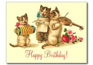 Cat Singing Happy Birthday Card Vintage Funny Cats Singing Happy Birthday Postcard Zazzle Com