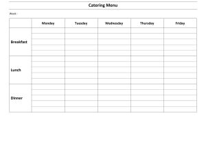 Catering Calendar Template Weekly Catering Menu
