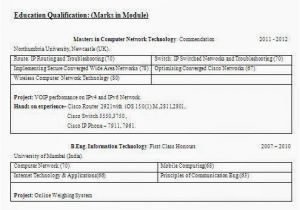 Ccnp Resume Sample for Freshers Cisco Certified Resume format