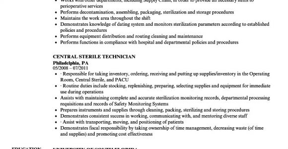 Central Service Technician Resume Sample Central Service Technician Resume Sample Talktomartyb