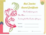 Certificate Of Appreciation for Teachers Template Artist Flower Best Teacher Award Certificate Template