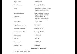 Certificate Of Final Completion Template Certificate Of Final Completion form for Construction