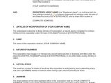 Certificate Of Incorporation Template Word Articles Of Incorporation Template Sample form