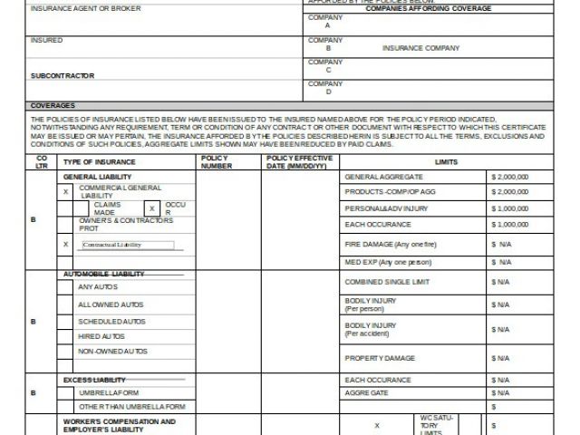 Certificate Of Insurance Request form Template 15 Certificate Of ...