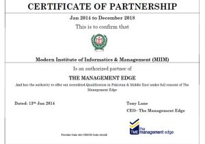 Certificate Of Partnership Template the Management Edge Group Australia the Miim islamabad