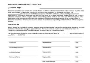 Certificate Of Substantial Completion Template top 6 Certificate Of Substantial Completion form Templates