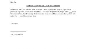 Change Of Address Email Notification Template Template Change Of Address Notification Inec