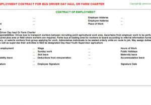 Charter Bus Contract Template Bus Driver Employment Contracts Samples
