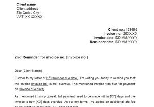 Chasing Payment Email Template 2nd Reminder Letter Sample