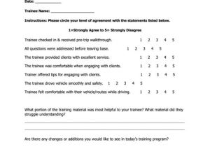Chauffeur Contract Template Trainer Evaluation form Day 3 Printable Pdf Download
