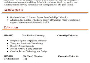 Chemist Cv Template Chemistry Teacher Cv Template 1