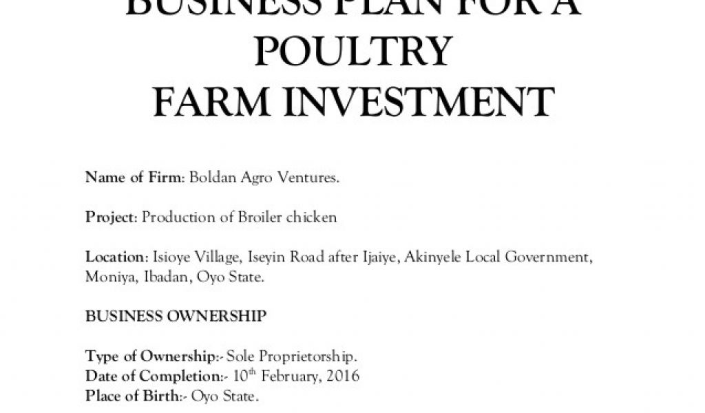 chicken farm business plan sample