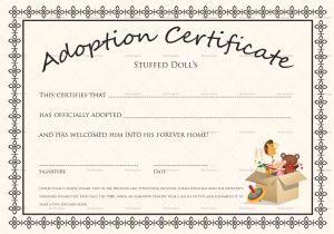 Child Adoption Certificate Template Doll Adoption Certificate Design Template In Psd Word