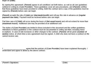 Child Care Employment Contract Template Part Time Child Care Contract Template