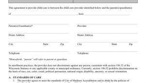 Child Care Provider Contract Template Parent Provider Child Care Agreement Sample In Word and
