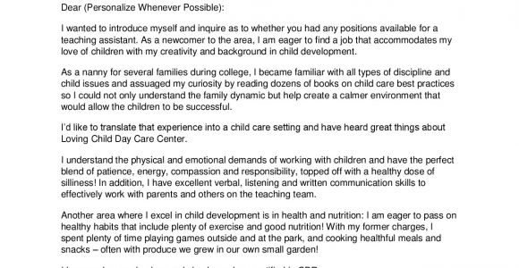 Child Care Worker Cover Letter No Experience Child Care Worker Cover Letter