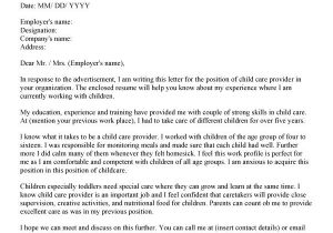 Child Care Worker Cover Letter No Experience Sample Childcare Cover Letter No Experience