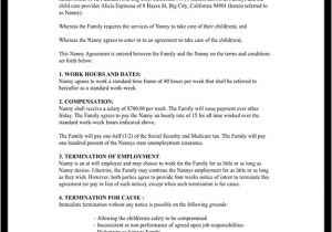 Childcare Contract Template Child Care Contract Agreement form with Sample