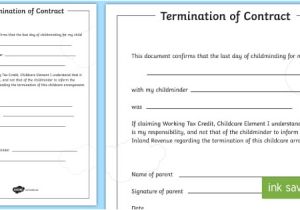 Childminder Contract Template Termination Of Childminding Contract Template Child Minder