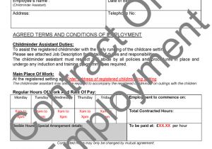 Childminding Contract Template Childminder assistant Employment Pack Mindingkids