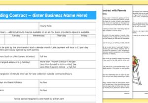 Childminding Contract Template Childminding Contract and Advice Pack
