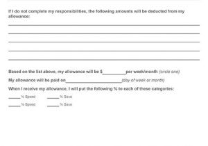 Chore Contract Template Allowance Contract with Responsibilities for Teens
