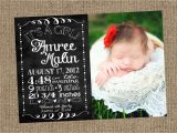Christmas Card and Birth Announcement Chalk Board 5×7 Photo Baby Girl Birth Announcement Card