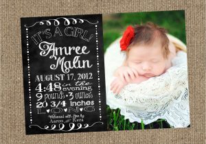 Christmas Card and Birth Announcement Chalk Board 5×7 Photo Baby Girl Birth Announcement Card