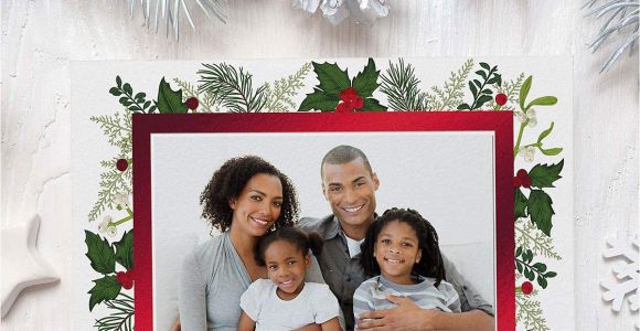 Christmas Card Inserts 6 X 6 Deluxe Christmas Card Holly Photo Frames Red Foil Set Of