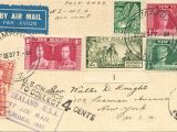 Christmas Card Postage New Zealand First Panam Airmail New Zealand to United States January 1938