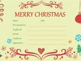 Christmas Certificates Templates for Word Xmas Gift Certificate Template Invitation Template