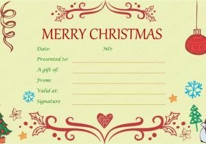 Christmas Certificates Templates for Word Xmas Gift Certificate Template Invitation Template