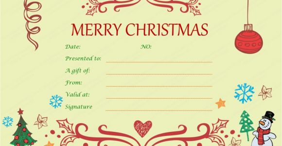 Christmas Certificates Templates for Word Xmas Gift Certificate Template Invitation Template