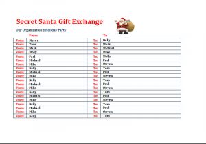 Christmas Gift Exchange Email Template Secret Santa Gift Exchange List Template Excel Templates