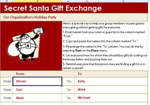 Christmas Gift Exchange Email Template Secret Santa Gift Exchange List Template for Excel