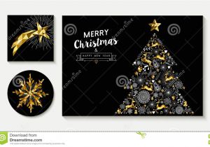 Christmas Ideas for Card Making Gold Christmas Pine Tree Card Design Template Set Stock
