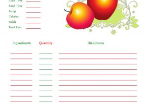 Christmas Recipe Card Template Free Editable Red Apples Recipe Card Full Page Recipe Cards Template