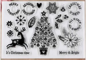 Christmas Tree Stamps for Card Making Kwellam Merry Christmas Joy Winter Wonderland Owl Deer Tree