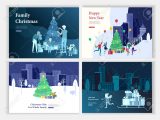 Christmas Wishes Card for Friends Set Of Landing Page Template or Greeting Card Friend or Colleagues