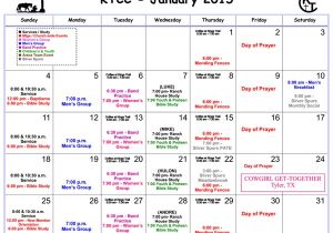 Church event Calendar Template January events 2015 King 39 S Trail Cowboy Church
