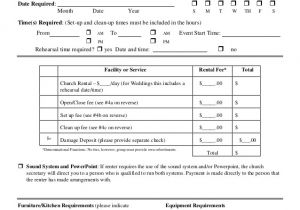 Church Rental Contract Template Church Facility Rental form