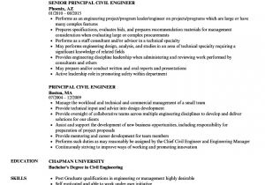 Civil Engineer Responsibilities Resume Principal Civil Engineer Resume Samples Velvet Jobs