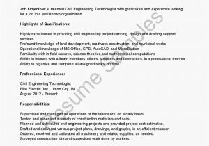 Civil Engineer Resume Objective Statements Resume Samples Civil Engineering Technologist Resume Sample