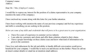 Claims Representative Cover Letter Claims Representative Resume Sample Samplebusinessresume