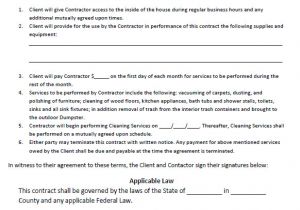 Cleaning Service Contracts Templates Free Printable Cleaning Services Agreement Printable