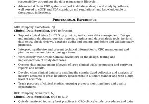 Clinical Data Management Resume Sample Clinical Data Specialist Resume Sample Monster Com