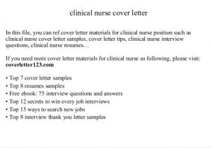 Clinical Nurse Specialist Cover Letter Clinical Nurse Cover Letter